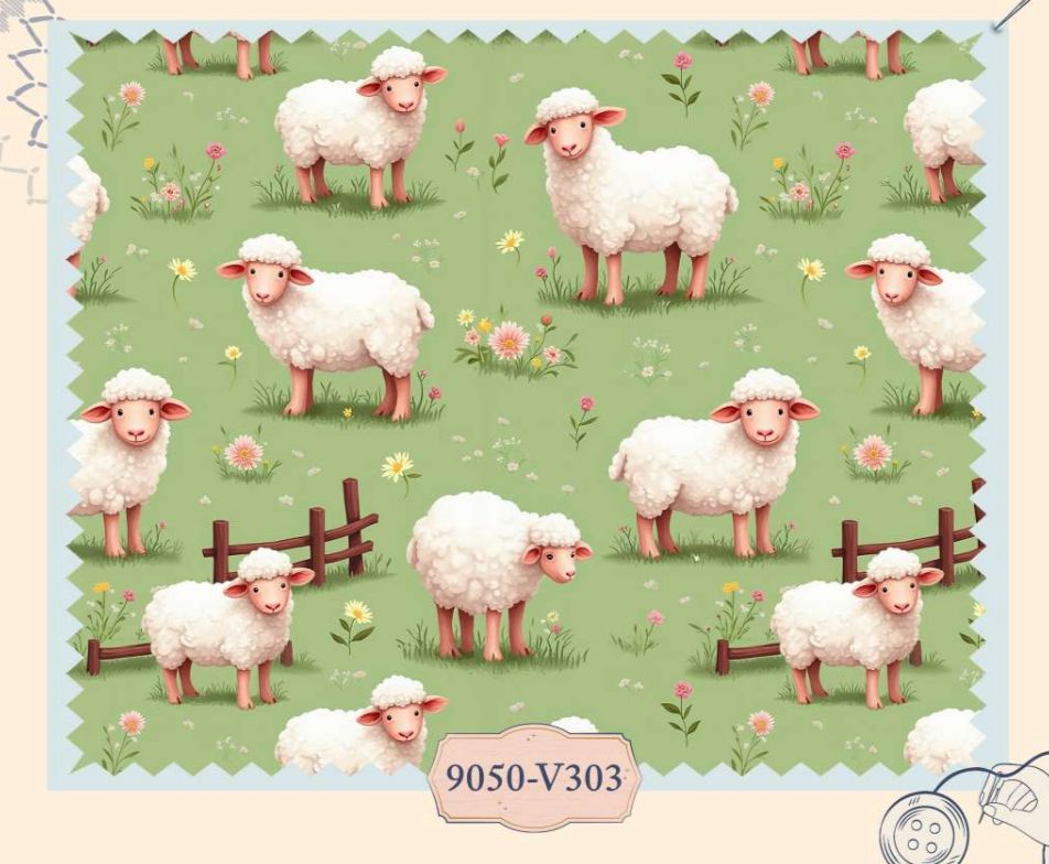 Tricoline Ovelhas Fundo Verde 5 metros  