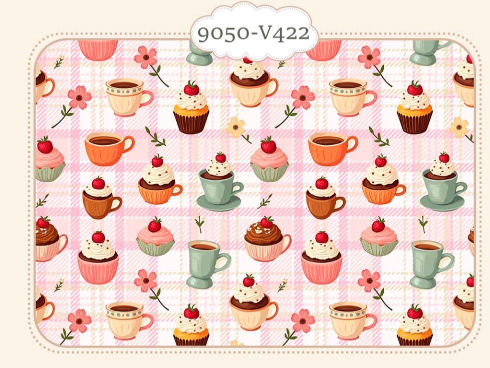 Tricoline Cupcake Fundo Xadrez Rosa 5 metros   