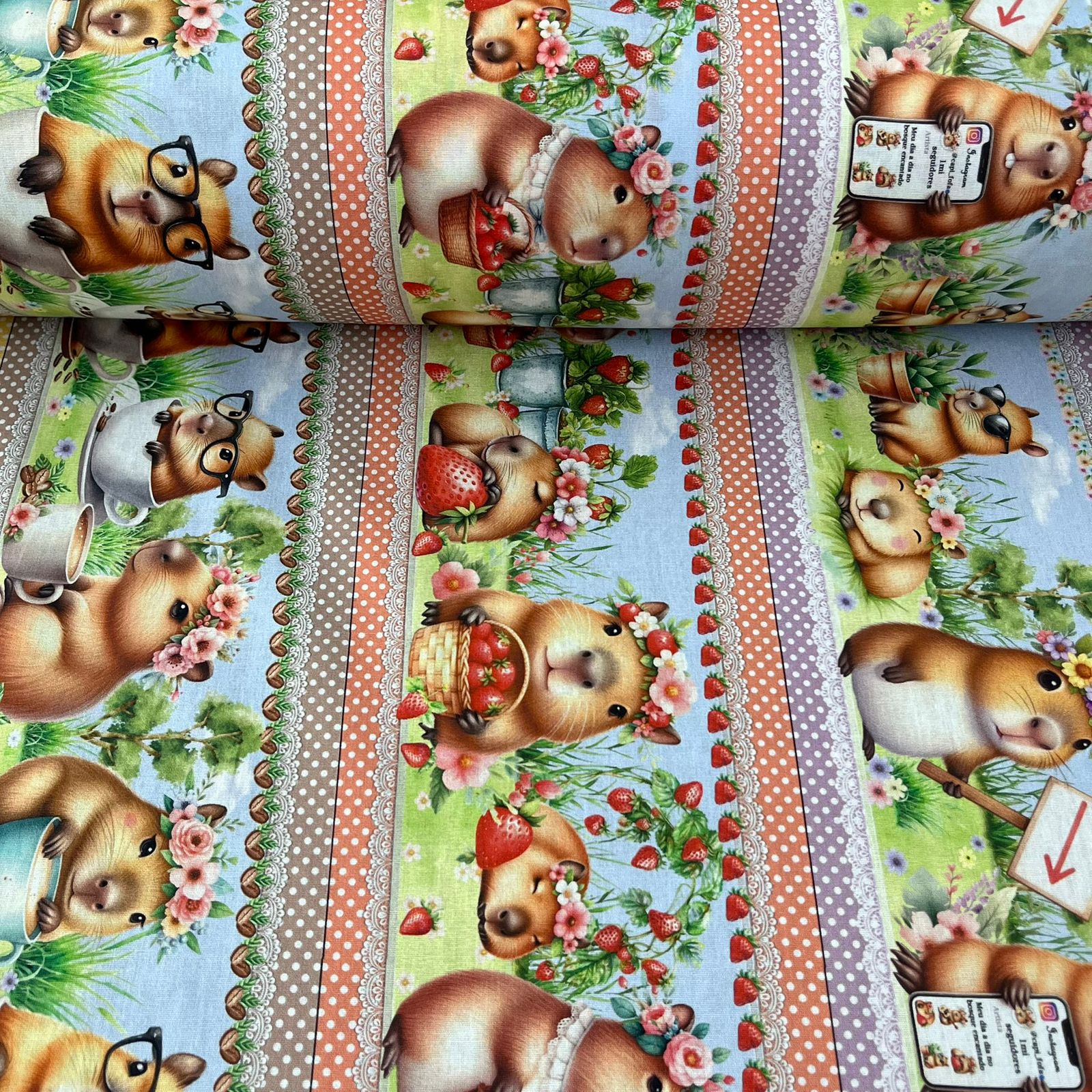 Tricoline Digital Exclusiva Marantex Barrado Capivara 5 metros 