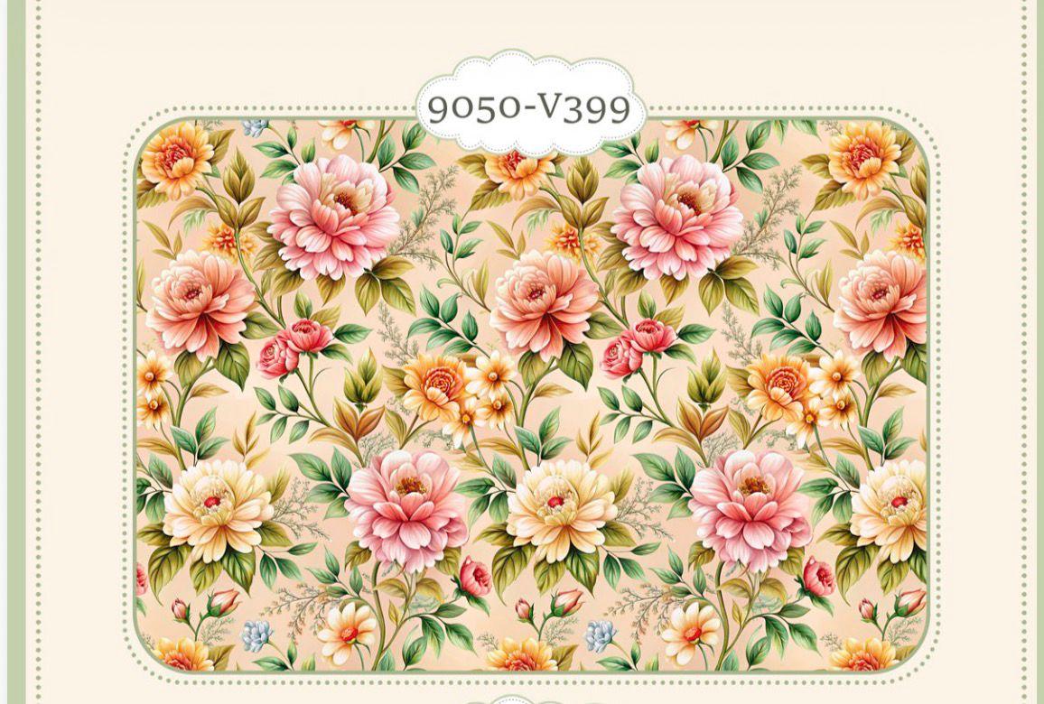 Tricoline Floral Rosas Fundo bege Escuro 5 metros    