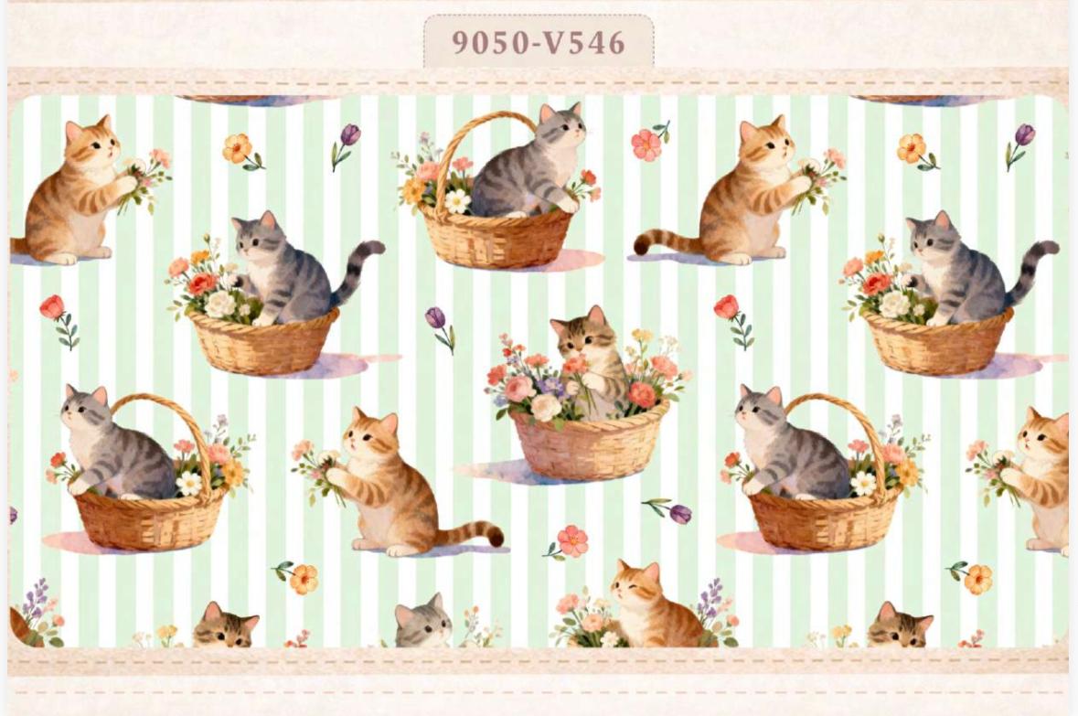 Tricoline Gatos Fundo Listrado 5 metros