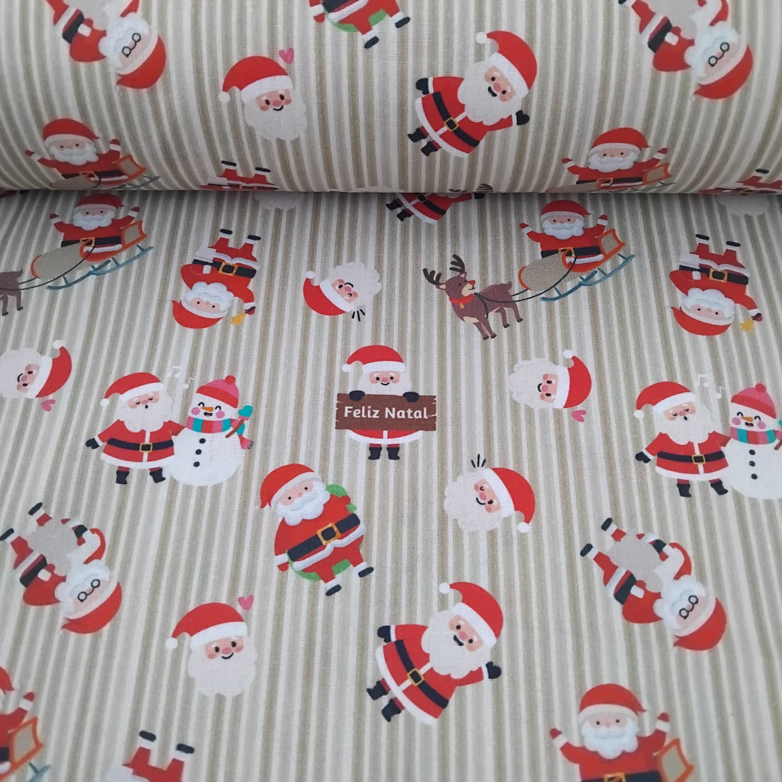 Tricoline Natalino Papai Noel Bege 5 metros