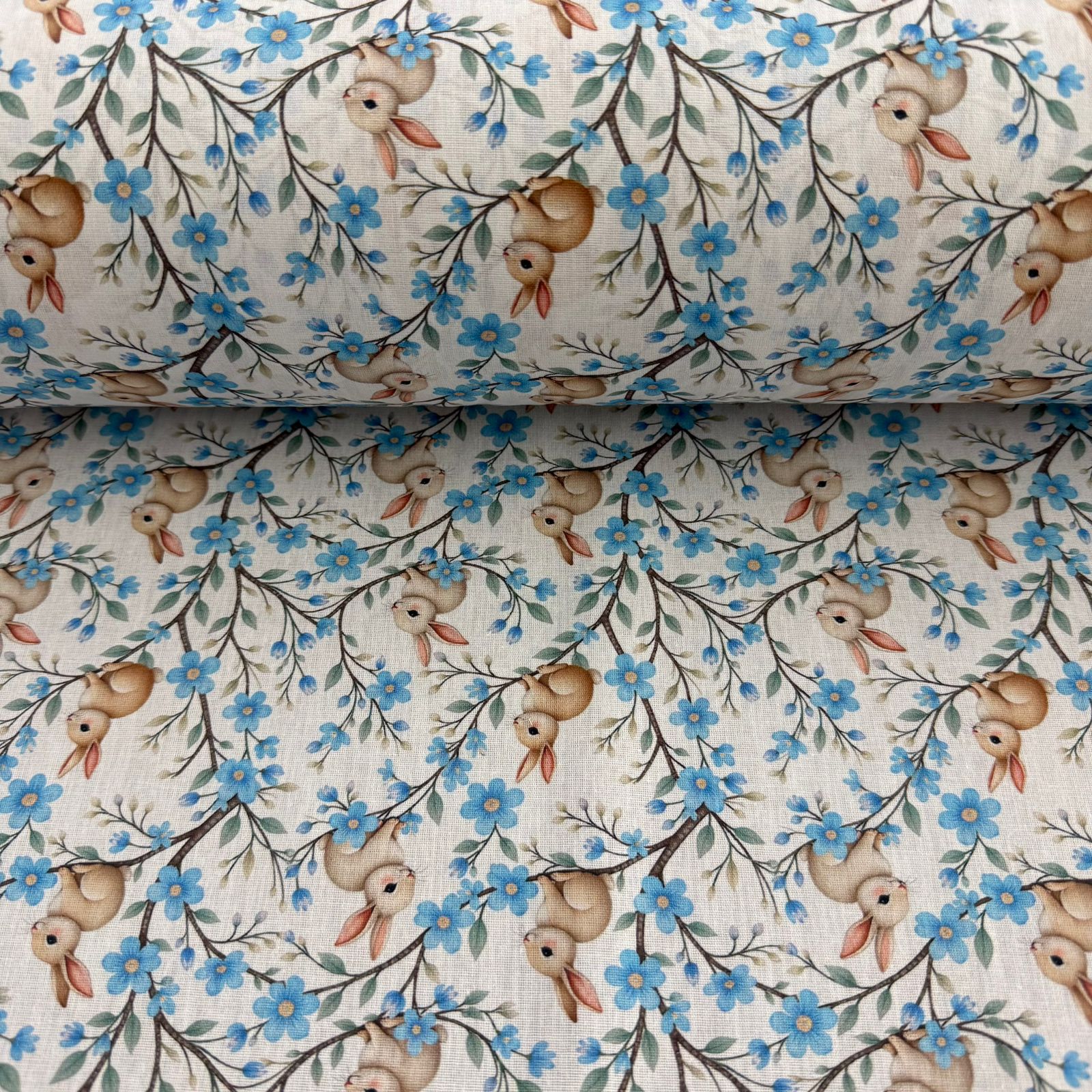 Tricoline Páscoa Coelho Florzinha Azul 5 metros 