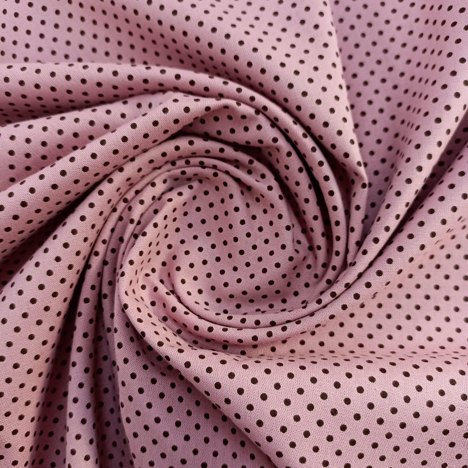 Tricoline Poá Pequeno Rosa Com Marrom 10 metros