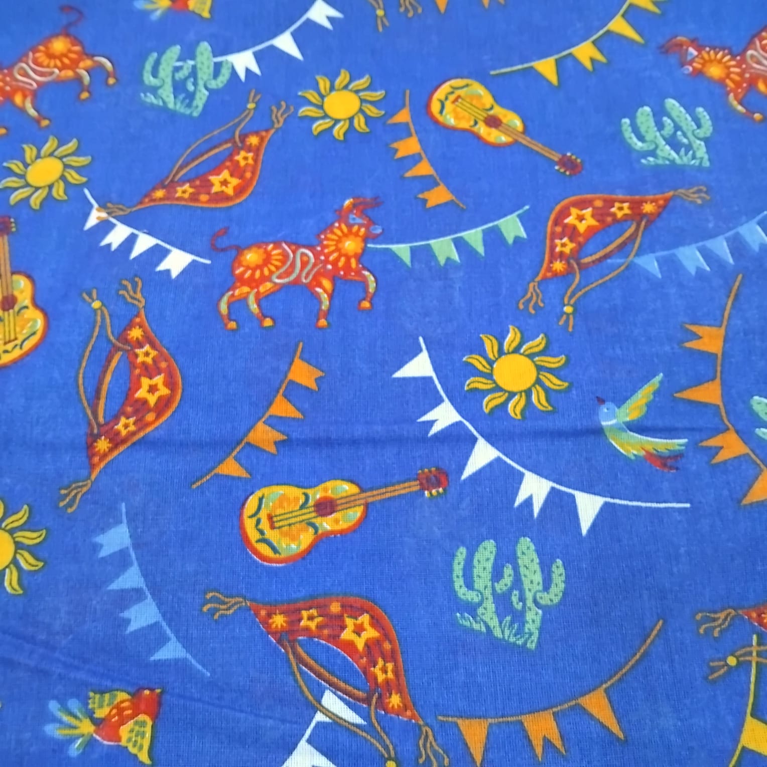 Chita Algodão Festa Junina Azul Royal