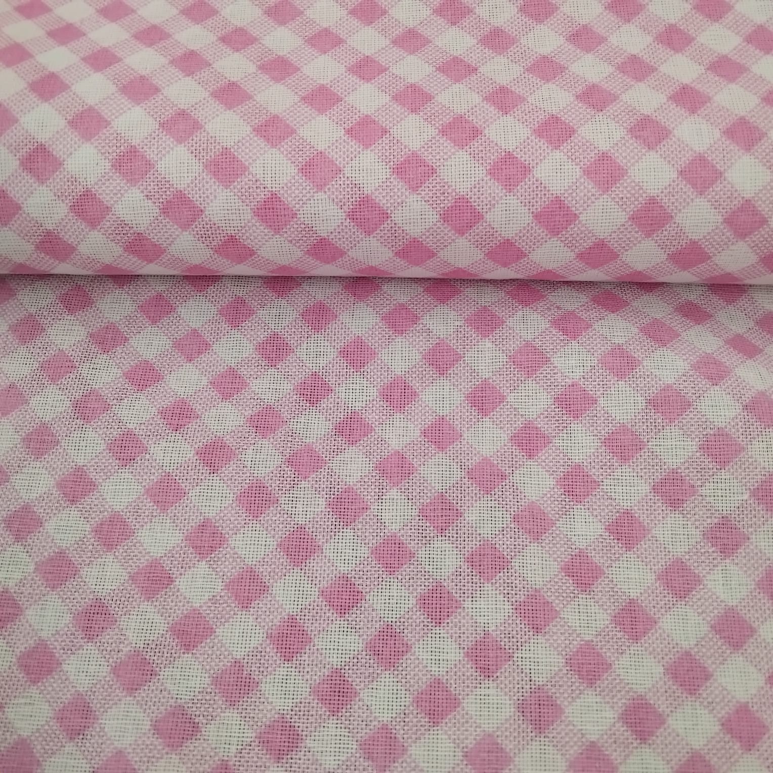 Chita Algodão Xadrez Rosa