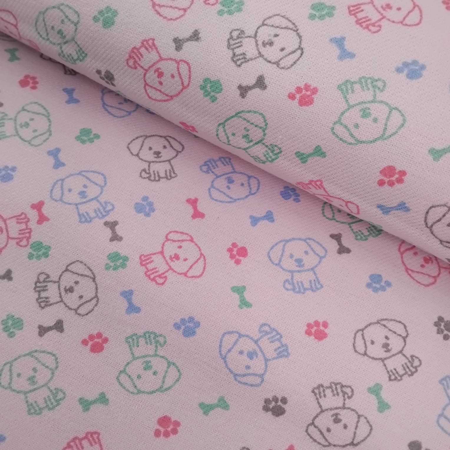 Flanela Cueiro Cachorrinho Fundo  Rosa