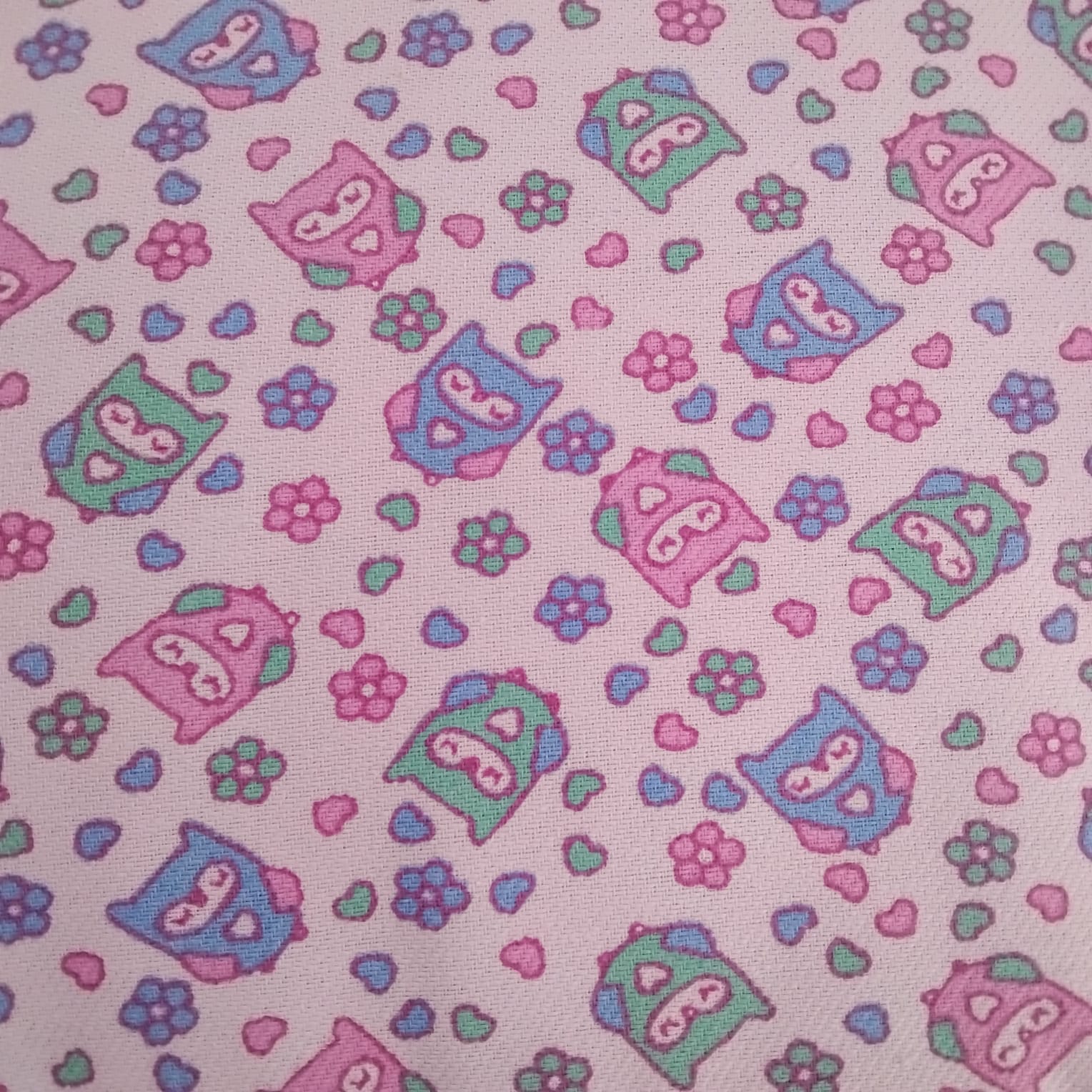 Flanela Cueiro Corujas Rosa 