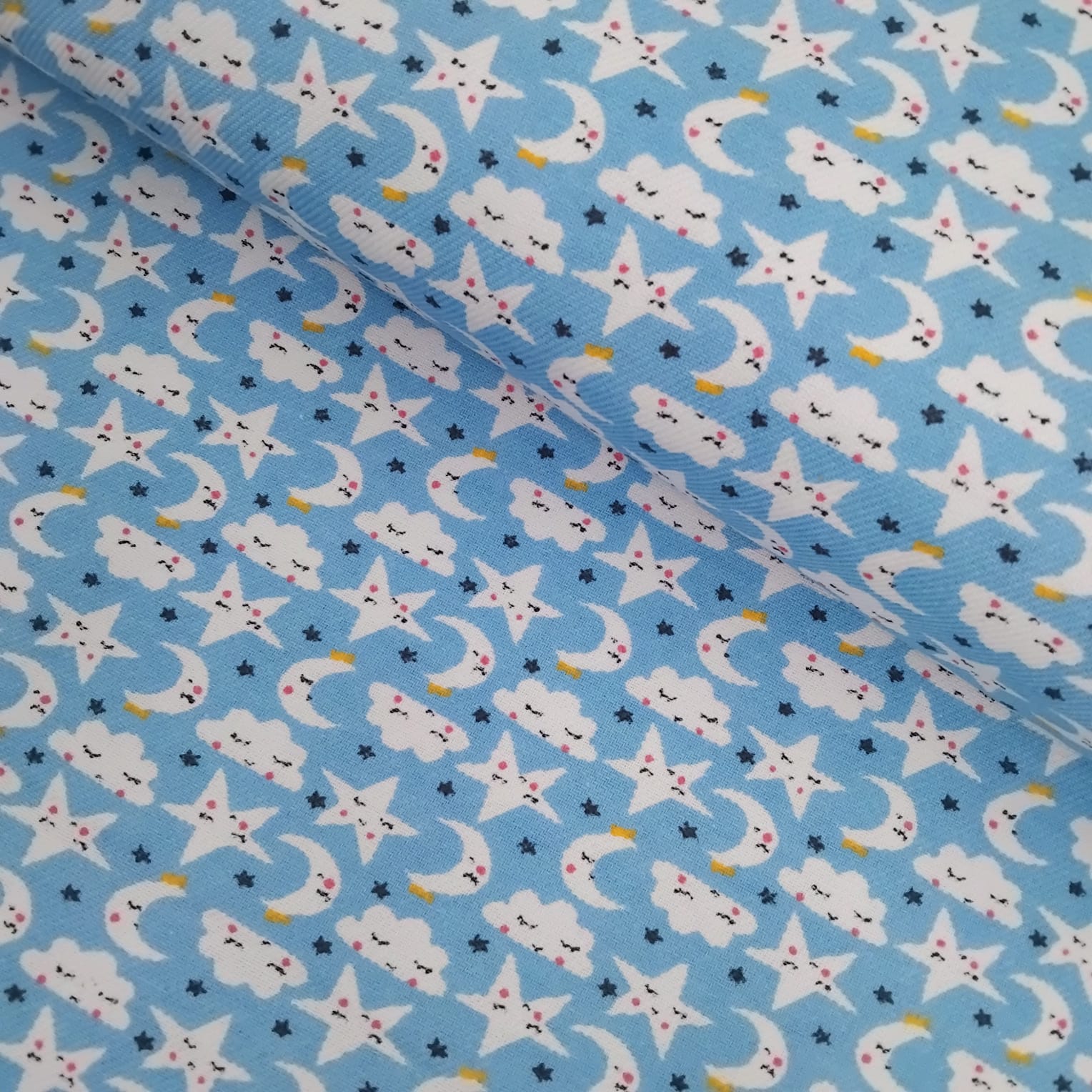 Flanela Cueiro Estrelas fundo Azul