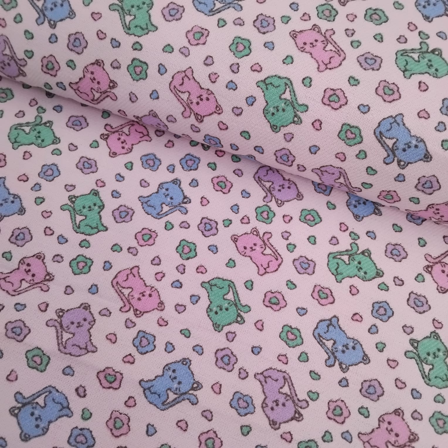 Flanela Cueiro Gatinhos Rosa