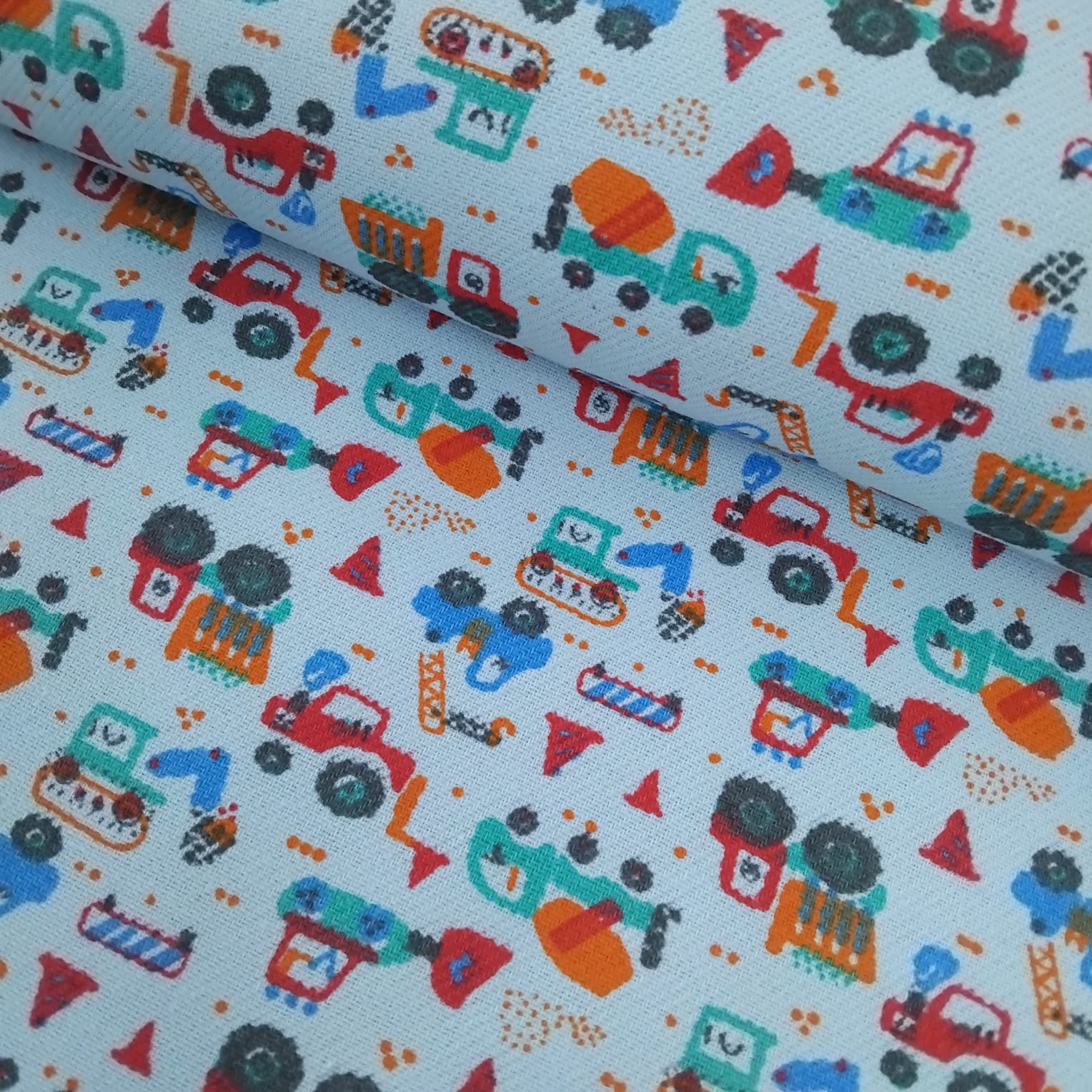 Flanela Cueiro Transportes Fundo Azul