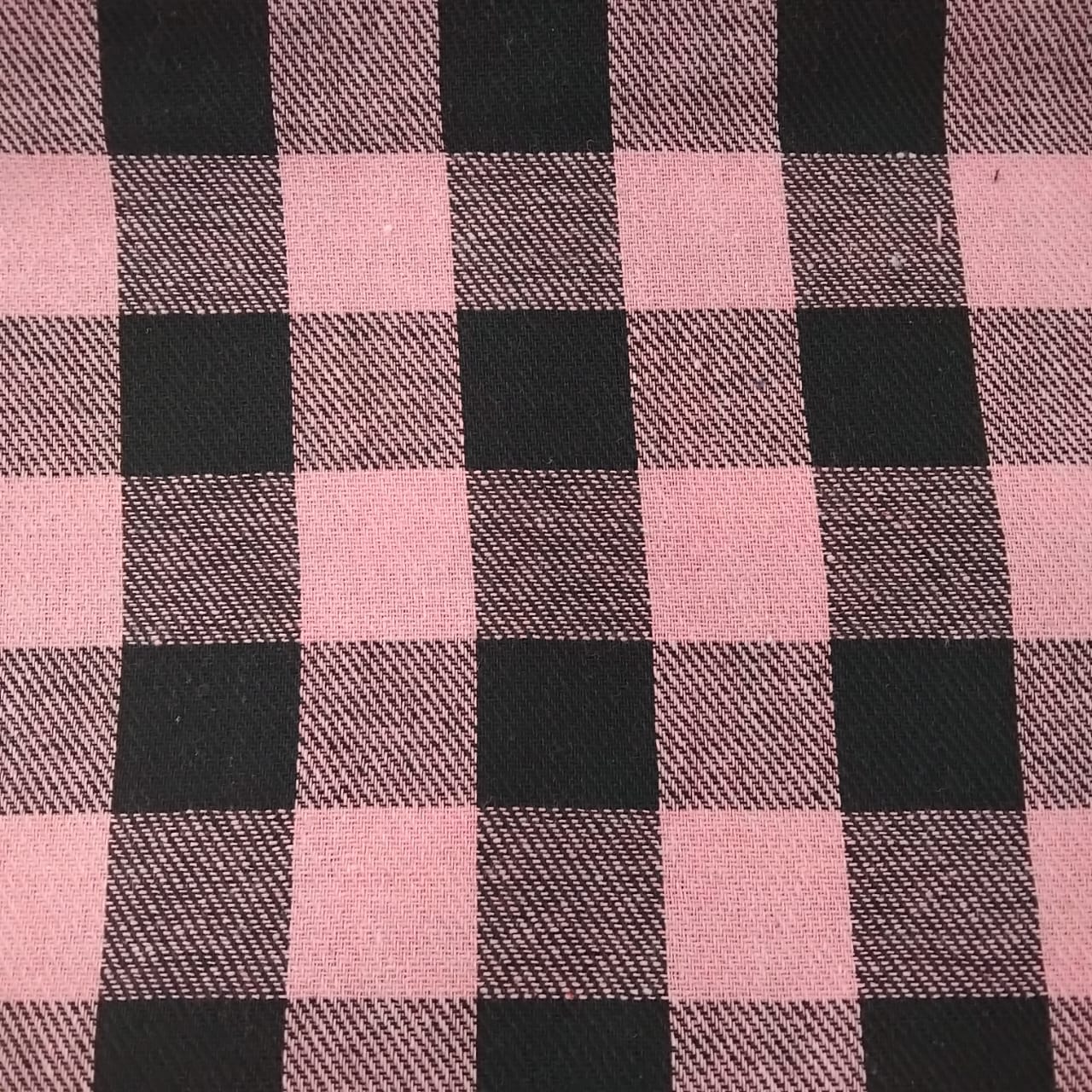 Flanela Xadrez Quadriculado Tamanho  M  Rosa Claro