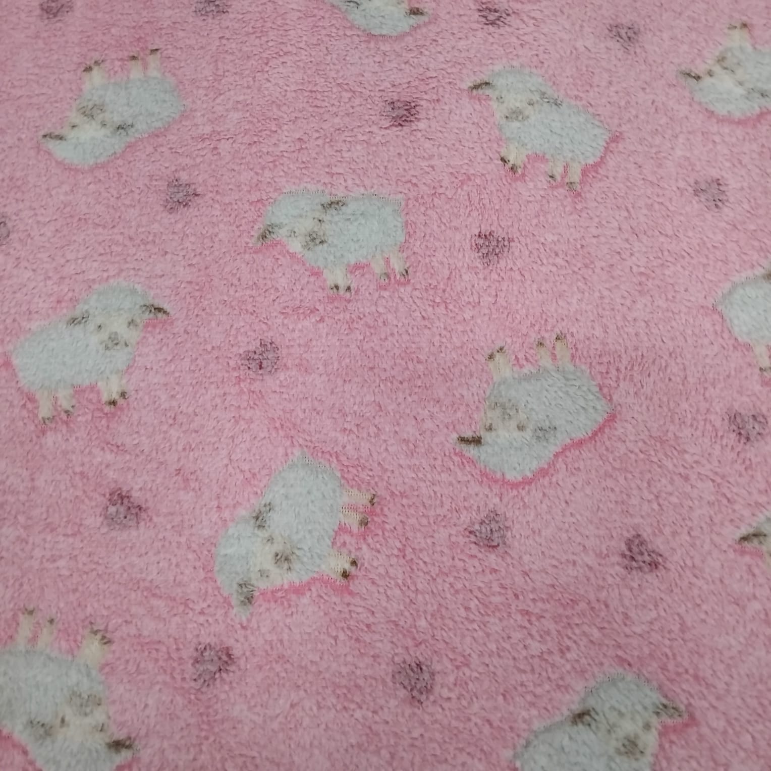 Manta Fleece Ovelhas Fundo Rosa