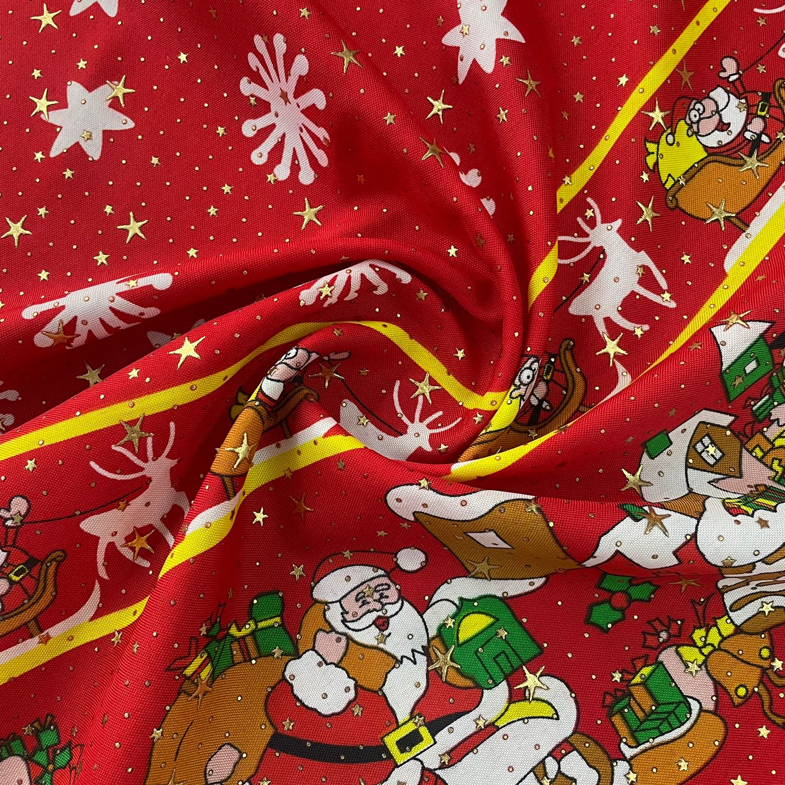 Oxford Natalino Barrado Alto Relevo Papai Noel Flocos