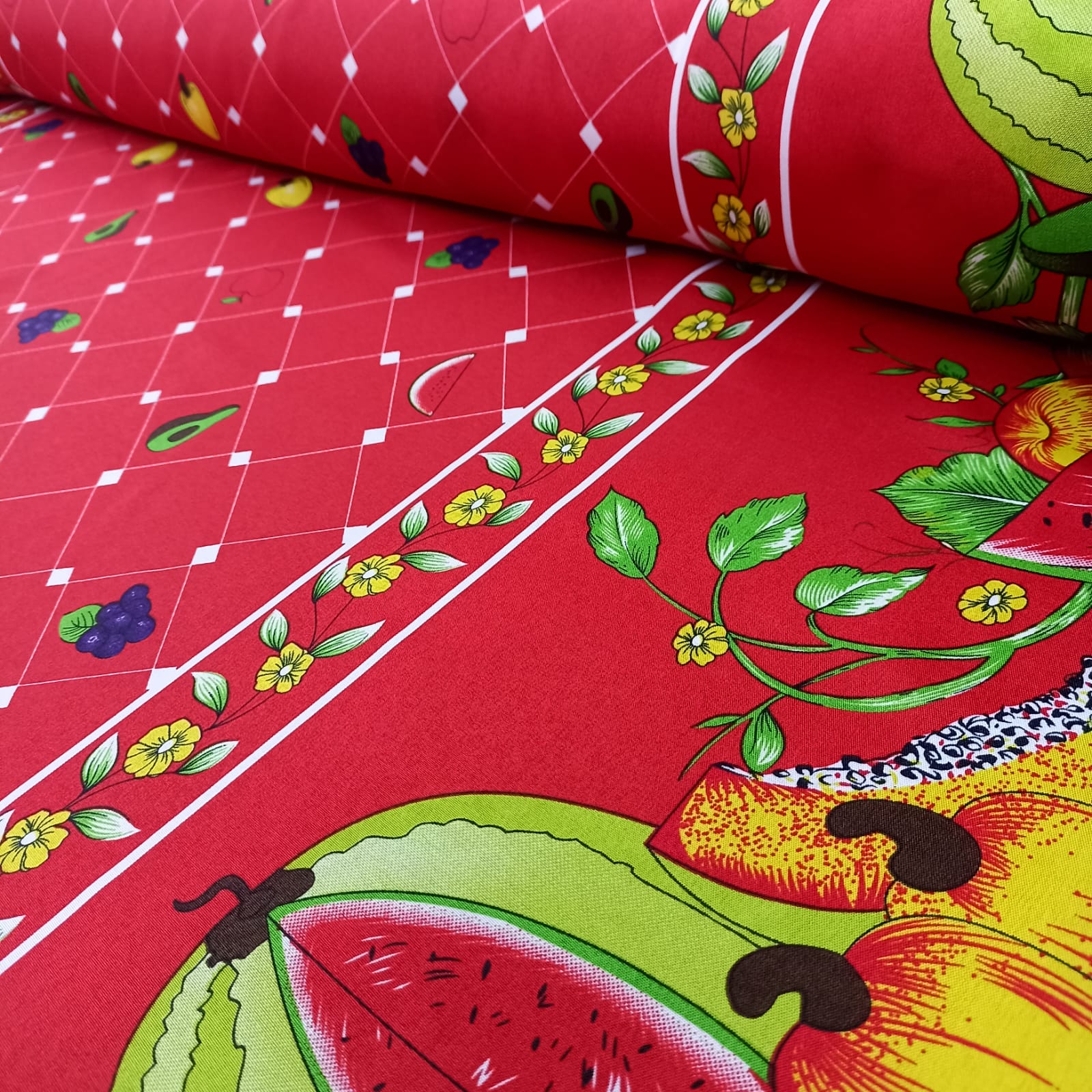 Oxford Estampado Frutas Vermelho