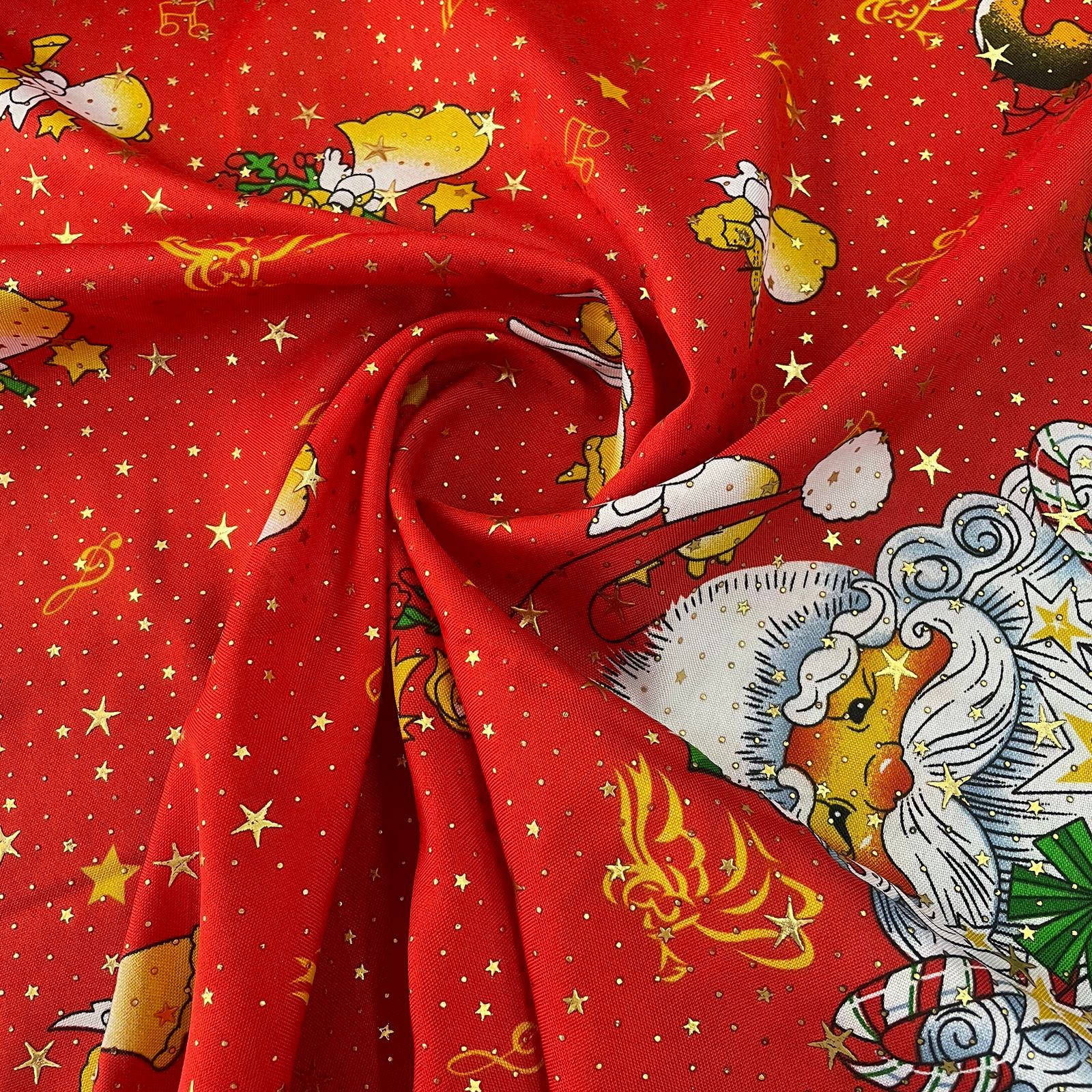 Oxford Natalino Alto Relevo Anjinhos Vermelho