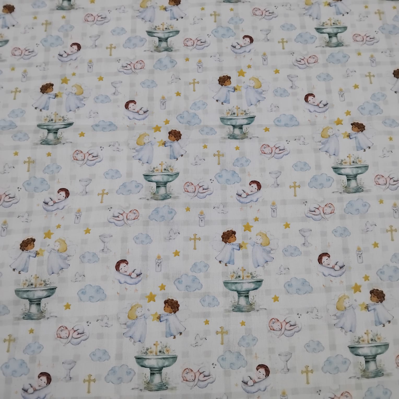 Tricoline Anjos Fundo Xadrez