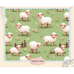 Tricoline Ovelhas Fundo Verde 5 metros  