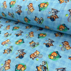 Tricoline Capivara e Urso Fundo Azul 5 metros    