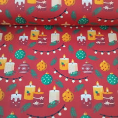 Tricoline De Natal Velas Vermelho 5 metros Tricoline De Natal Velas Vermelho 5 metros