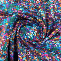 Tricoline Digital Carnaval Bolinhas Coloridas 10 metros 