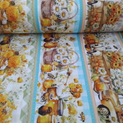 Tricoline Digital Exclusiva Marantex Barrado  Abelhas  10 metros 