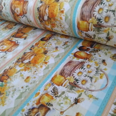 Tricoline Digital Exclusiva Marantex Barrado  Abelhas  10 metros 