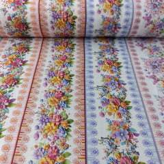 Tricoline Digital Exclusiva Marantex Barrado Flores  10 metros  