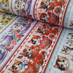 Tricoline Digital Exclusiva Marantex Barrado Gatos 10 metros 