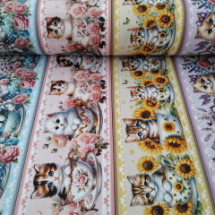 Tricoline Digital Exclusiva Marantex Barrado Gatos 10 metros 