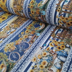 Tricoline Digital Exclusiva Marantex Barrado Girasol 10 metros 