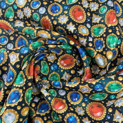 Tricoline Digital Pedras Preciosas Fundo Preto 10 metros 