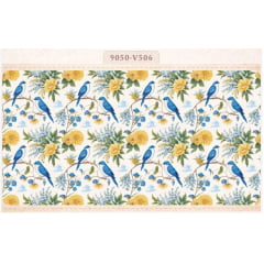 Tricoline Floral com Pássaro 5 metros Tricoline Floral com Pássaro 5 metros