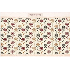Tricoline Floral Fundo Bege 5 metros Tricoline Floral Fundo Bege 5 metros