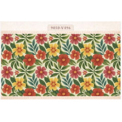 Tricoline Floral Rosas Fundo bege Escuro 5 metros    