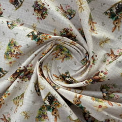 Tricoline Páscoa Coelhinhos Fundo Bege 5 metros 