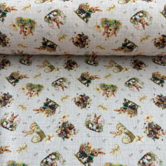 Tricoline Páscoa Coelhinhos Fundo Bege 5 metros 