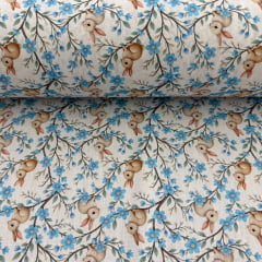 Tricoline Páscoa Coelho Florzinha Azul 5 metros 