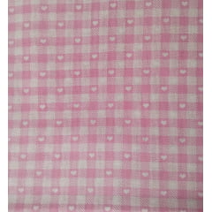 Chita Algodão Xadrez Coração Rosa