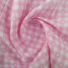 Chita Algodão Xadrez Coração Rosa