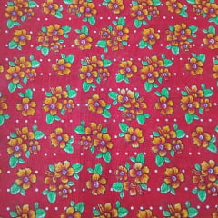 Chita Algodão Flores Amarelas fundo Vermelho