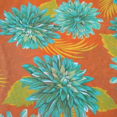 Chita Algodão Flores Fundo Laranja