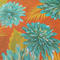 Chita Algodão Flores Fundo Laranja