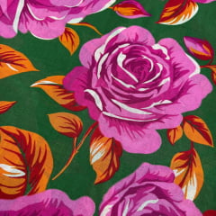 Chita Algodão Flores Verde 