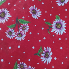 Chita Algodão Margaridas Fundo Vermelho