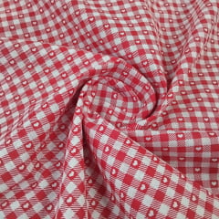 Chita Algodão Xadrez Coração Vermelho