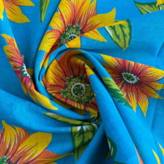 Chita de Algodão Floral Azul