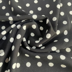 Crepe Dunas Poa  Marrom Preto