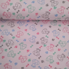 Flanela Cueiro Cachorrinho Fundo  Rosa