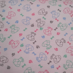 Flanela Cueiro Cachorrinho Fundo  Rosa